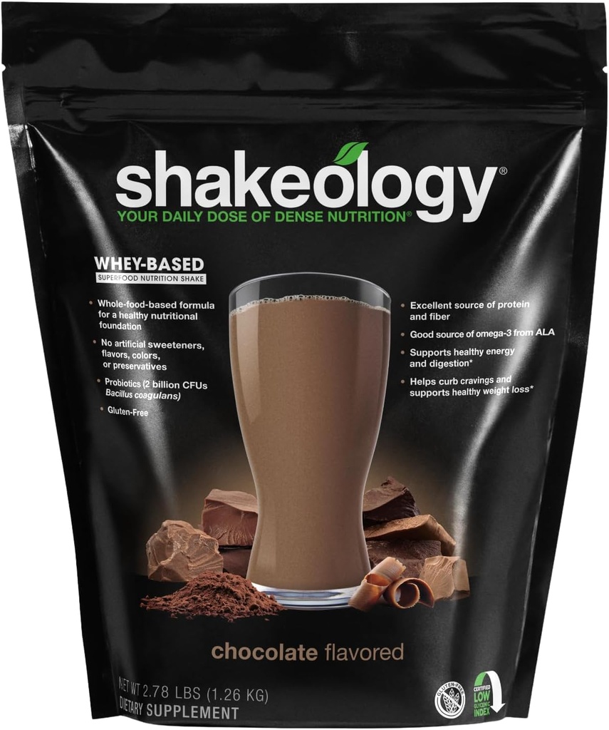 Shakeology Whey Protein Powder Blend - Gluten Free, Superfood Protein Shake with Vitamins and Minerals - Helps Support Healthy Weight Loss, Lean Muscle Support, Gut Health - Chocolate, 30 Servings