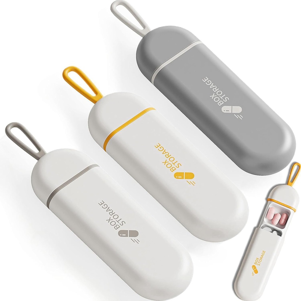 3 Packs Pill Organizer 3 Compartments Portable Pill Case Travel Moisture Proof Pill Box for Tablets Vitamins Cod Liver Oil Supplements and Medication