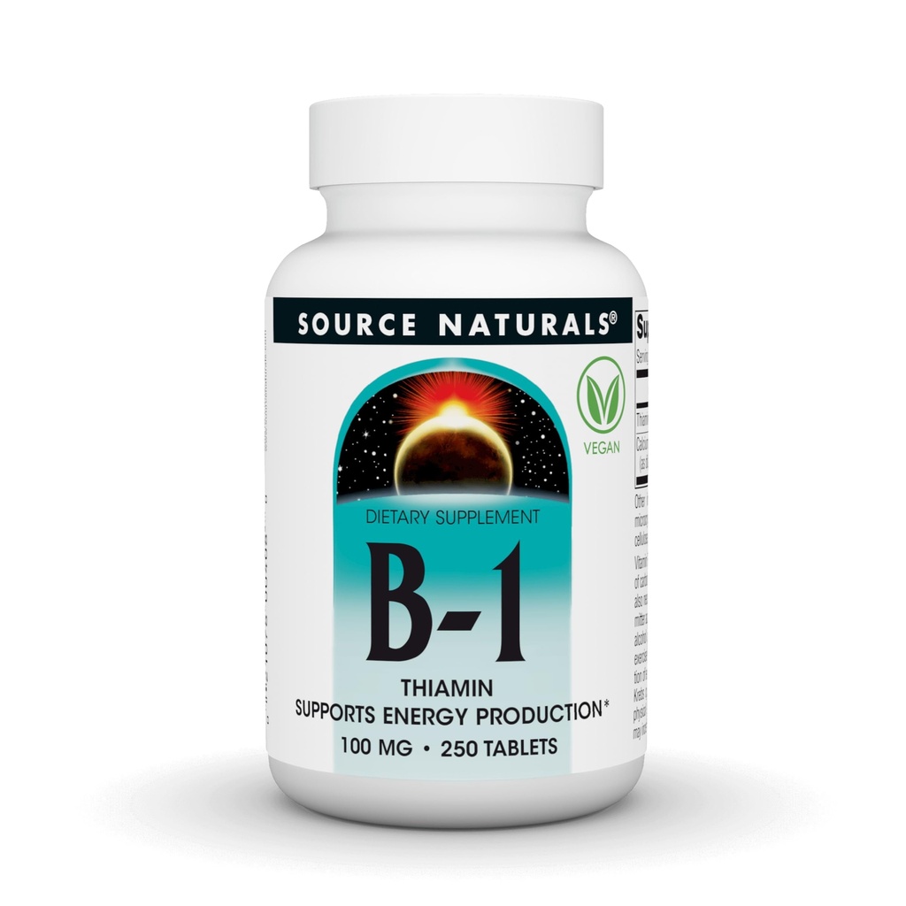 Source Naturals Vitamin B-1, Thiamin, Supports Energy Production - 100 mg - 250 Tablets