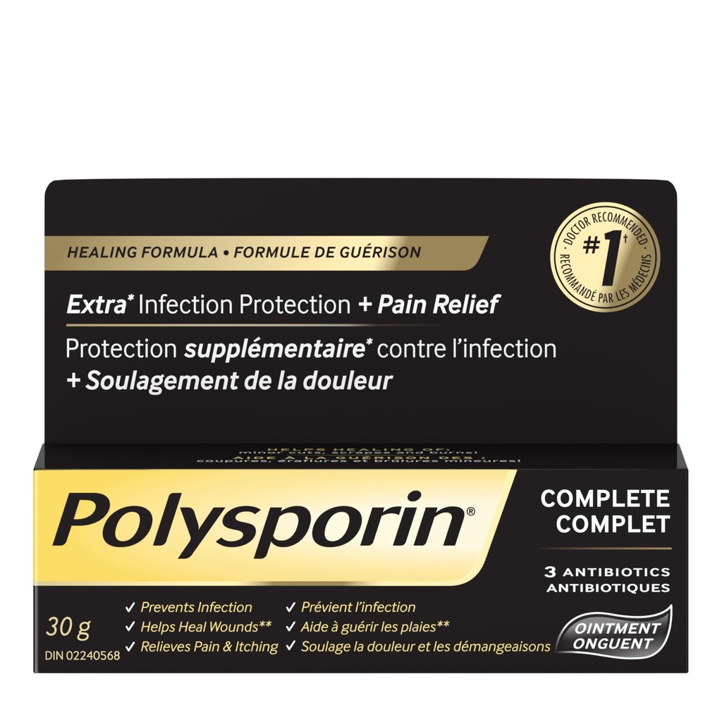 POLYSPORIN COMPLETE Antibiotic Ointment for Cuts, Scrapes & Burns, 30 g