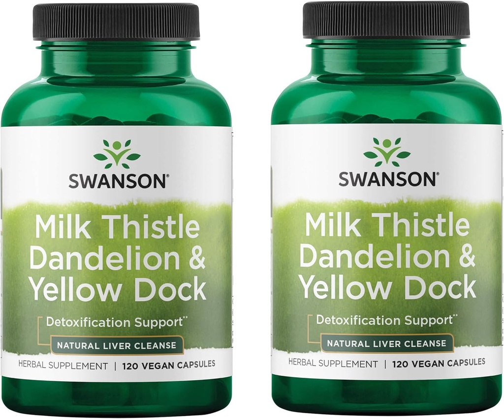 [BRSRMEIFOYHAKD3B] Swanson Milk Thistle, Dandelion & Yellow Dock - Herbal Liver Support Supplement - Natural Supplement Helping to Maintain Overall Health & Wellbeing - (120 Capsules) (2 Pack)