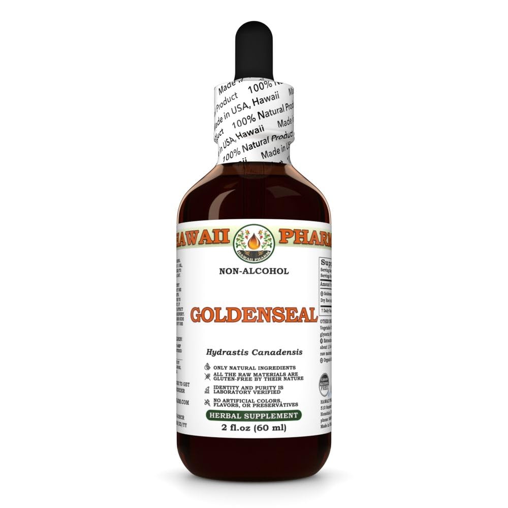 Goldenseal (Hydrastis Canadensis) Dry Root Glycerite, Made in Hawaii, Raw Materials, All Natural, Vegan, Lab Tested Alcohol-Free Liquid Extract - 2 fl.oz