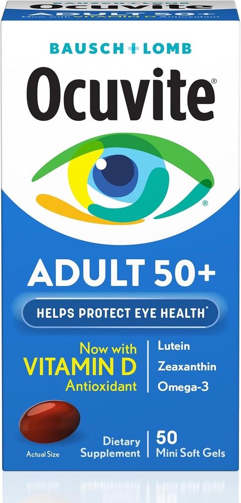 Bausch & Lomb Ocuvite Adult 50+ Eye Vitamin & Mineral Softgels 50 ea (Pack of 4)