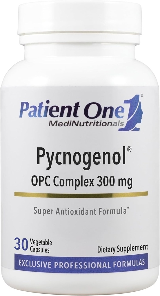 Patient One Pycnogenol OPC Complex 300mg | Supplement to Support Vascular Health and Healthy Aging* | French Maritime Pine Bark and More | 30 Capsules