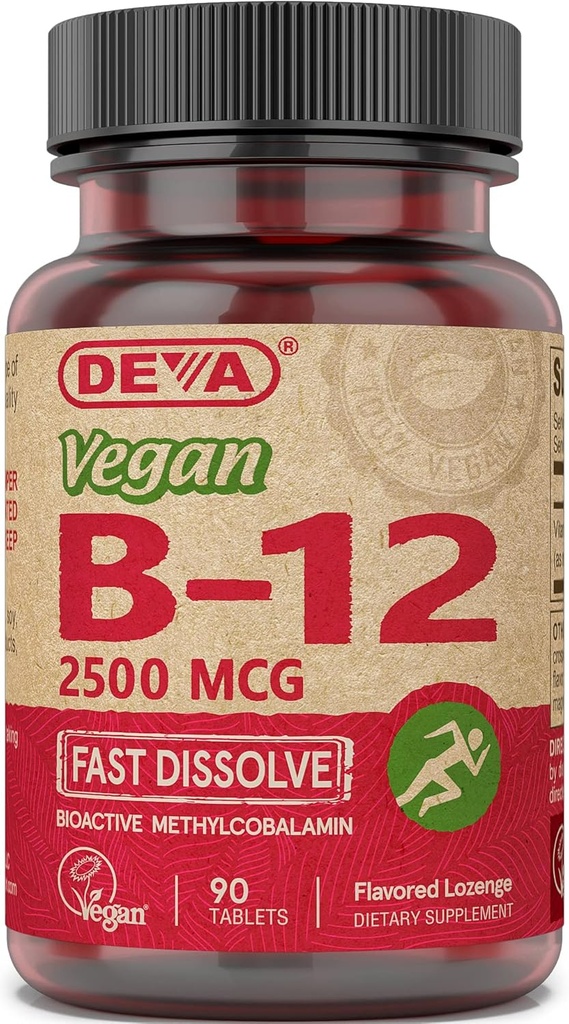 [BRSWIFY6OIFQEED6] DEVA Nutrition Vegan Sublingual Fast Dissolve B-12 Tablets, 2500 mcg, 90 Count