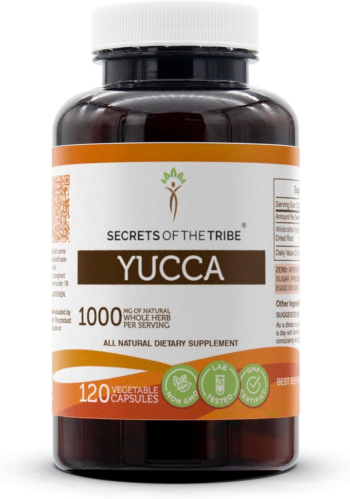 Secrets of the Tribe Yucca 120 Capsules, Made with Vegetable Capsules and Yucca (Yucca glauca) Dried Root (120 Capsules)