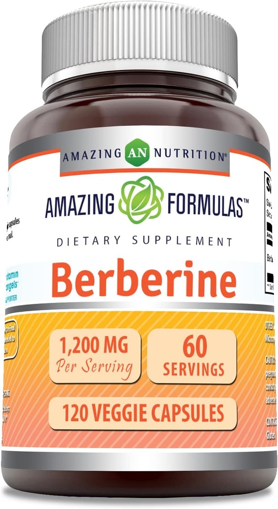 [BRSROYY2AUIRGFD6] Amazing Formulas Berberine Supplement | 1200 Mg per Serving | Veggie Capsules | Non-GMO | Gluten-Free | Made in USA (1 Pack, 120 Count)