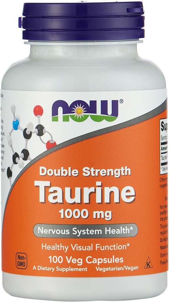 NOW Foods by Now Double Strength Taurine Nervous System Health 1000mg 100 Capsul