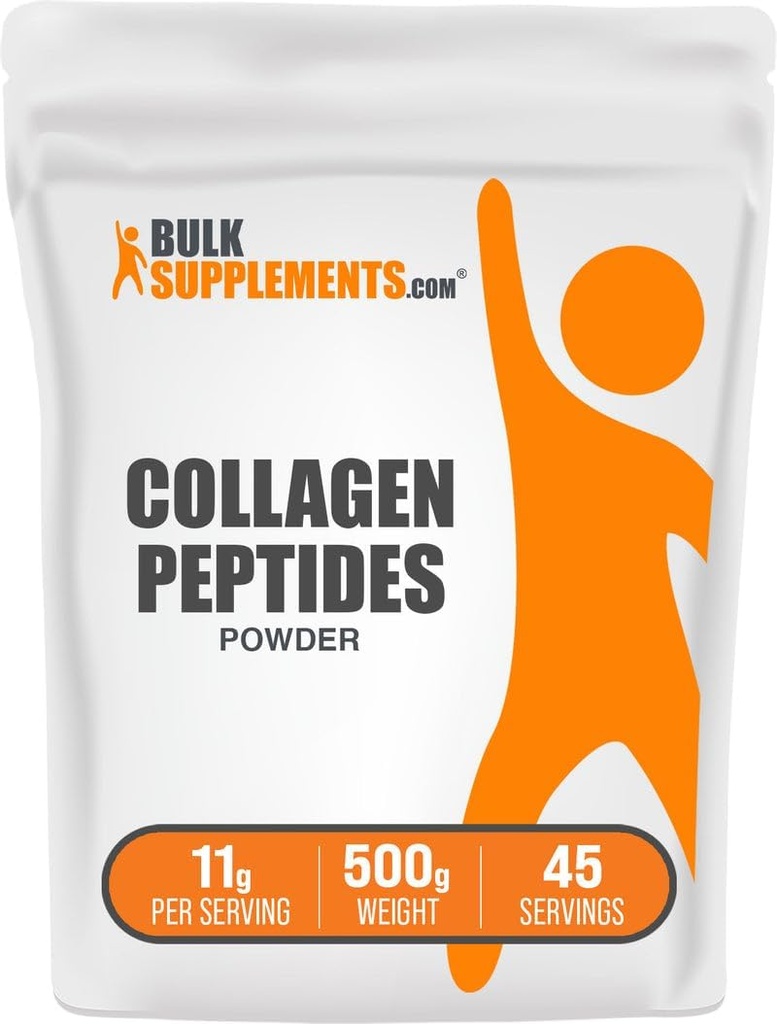 BulkSupplements.com Collagen Peptides Powder - Bovine Collagen Powder, Powdered Collagen Supplement - Hydrolyzed & Gluten Free, 11g per Serving, 500g (1.1 lbs) (Pack of 1)