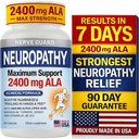 Neuropathy Supplement with 2400 mg Alpha Lipoic Acid – Maximum Strength Nerve Support for Feet Hands Legs Toes – 2400mg ALA, Vitamins B12 B6 & B1, Magnesium, Turmeric – 60 Capsules