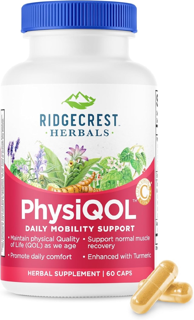 [BRSWYYARBN6RGHLH] Ridgecrest Herbals PhysiQOL, Herbal Supplement with Boswelia and Tumeric (60 Vegan Caps, 30 Serv)