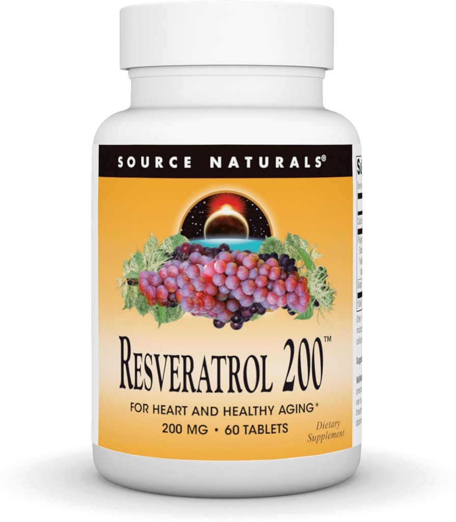 [BRSWIYAQAZ7QOELC] Source Naturals Resveratrol, for Heart and Healthy Aging* 200 mg - 60 Tablets