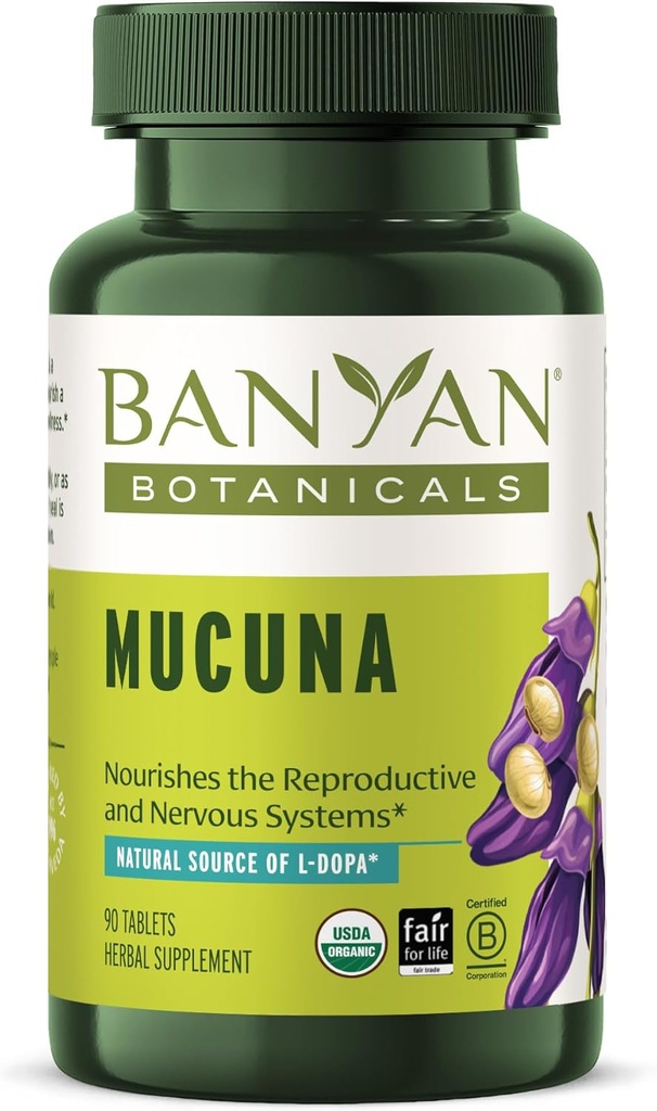 Banyan Botanicals Mucuna Pruriens – Organic Herbal Tablet – Energizing, Supports Healthy Nervous & Reproductive Systems* – Natural Source of L-Dopa – 90 Tablets – Non-GMO Sustainably Sourced Vegan