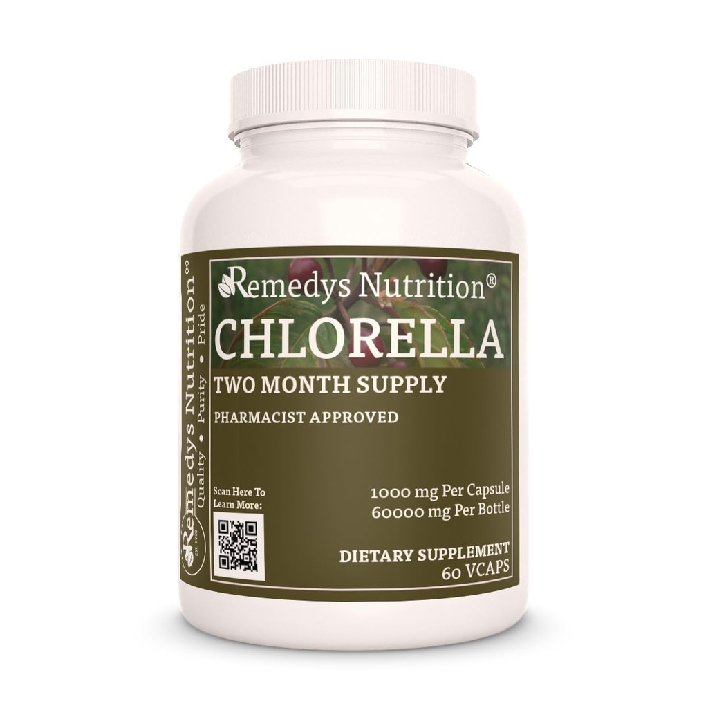 Remedy’s Nutrition Chlorella Seaweed | 1,000 mg, 60 Vegan Capsules Herbal Dietary Supplement | Two Month Supply