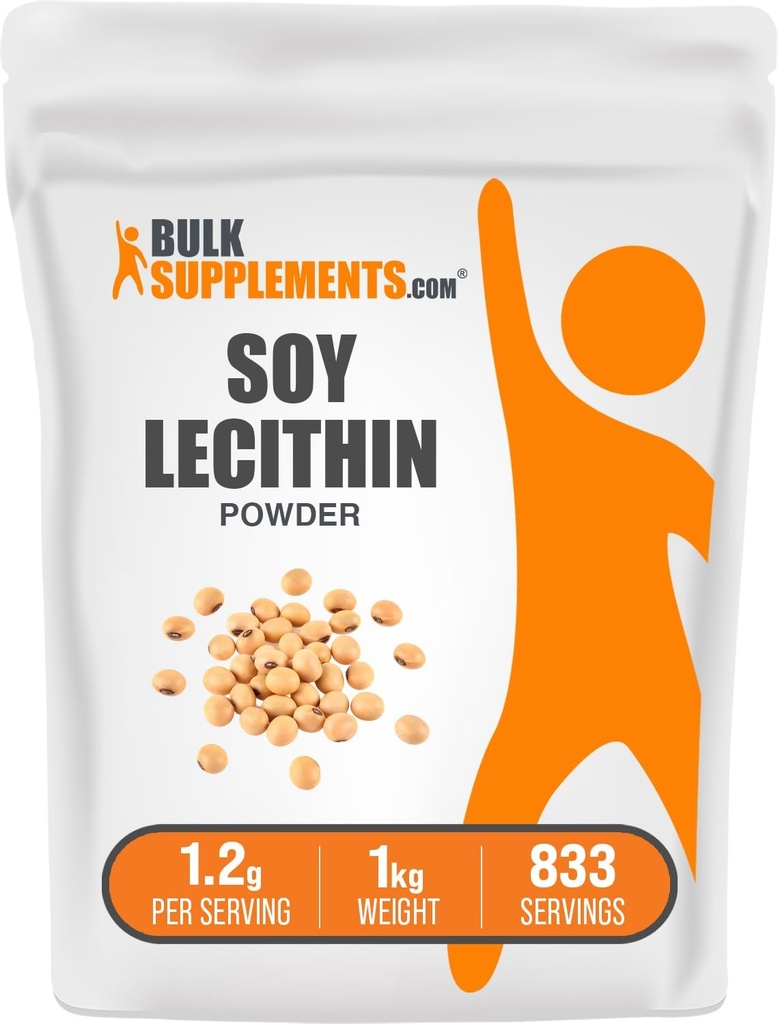 BulkSupplements.com Soy Lecithin Powder - Lecithin Supplement, Lecithin Powder Food Grade - Gluten Free, 1200mg per Serving, 5kg (11 lbs) (Pack of 5)