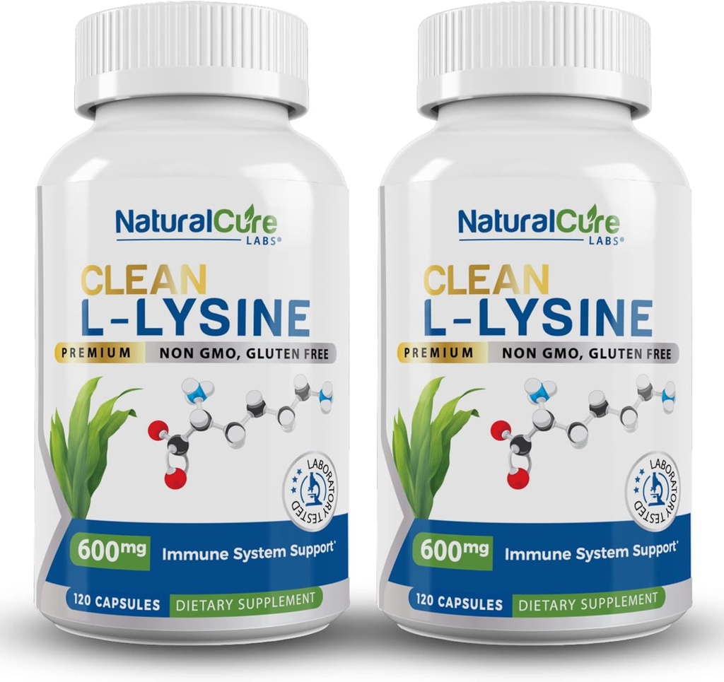 Clean L-Lysine 600mg, 120 Capsules | Vegan, Non-GMO, & Gluten Free