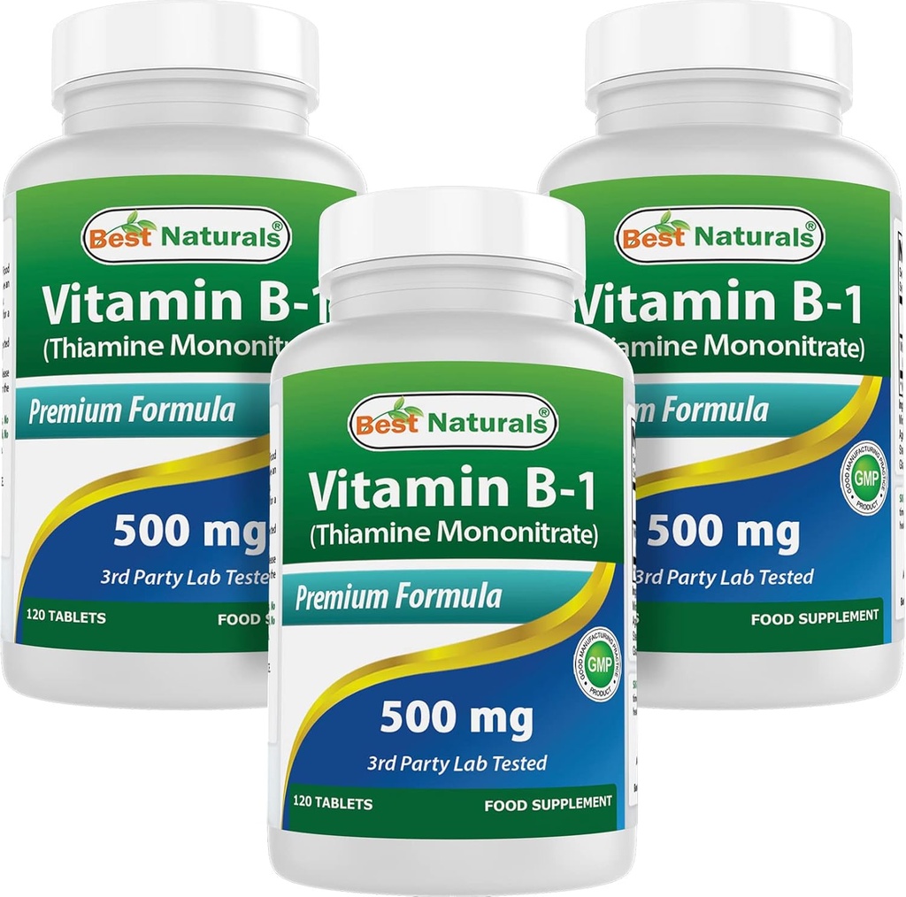 Best Naturals Vitamin B1 as Thiamine Mononitrate 500 mg 120 Tablets (120 Count (Pack of 3))