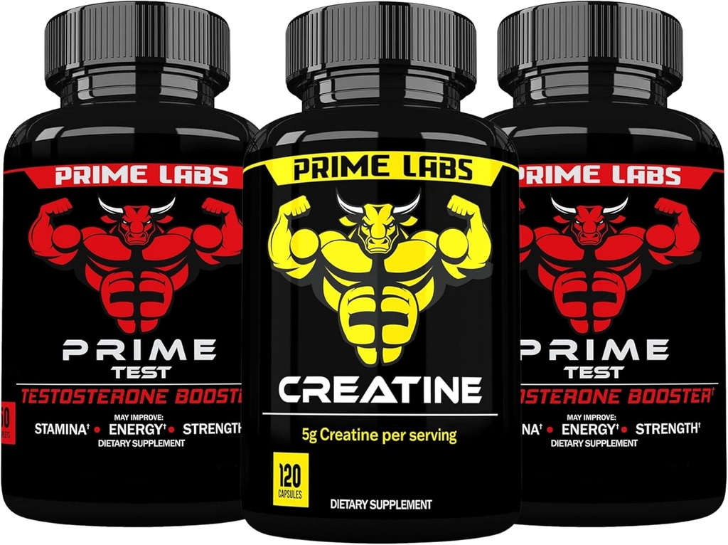 Prime Labs Prime Test (2-Pack) + Creatine Capsules (120 ct)