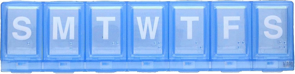EZY DOSE Weekly (7-Day) Pill Planner, Medicine Case, Vitamin Organizer Box, Large Locking Compartments to Secure Prescription Medication and Prevent Accidental Spilling, Blue
