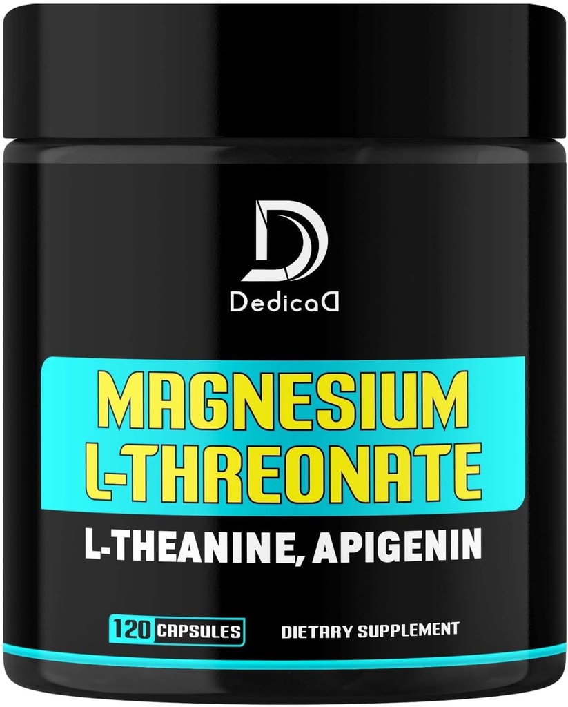 2250MG Magnesium L-Threonate w. L-Theanine & Apigenin - 120 Capsules - Triple Magnesium Complex Supplement