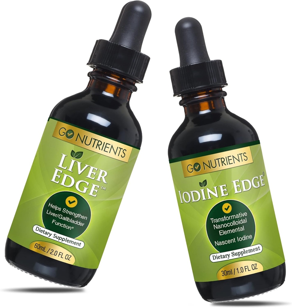 Go Nutrients Liver Edge & Nascent Iodine Supplement | High Potency Liquid Drops - Non-GMO, Gluten-Free Iodine Edge Supplement | Liver Cleanse & Advanced Liver Supplement - Milk Thistle Seed and More