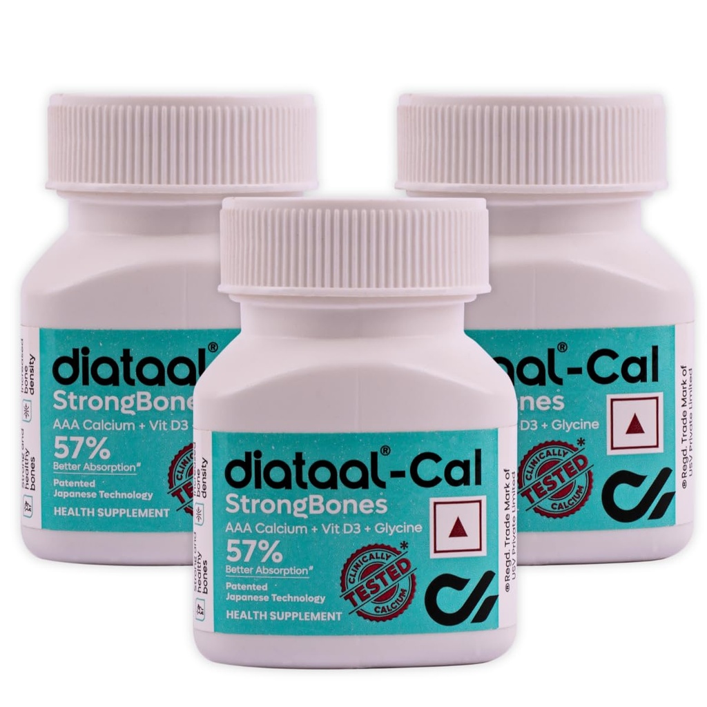 Diataal Calcium supplement for Men & Women | 57% Better Absorption | AAA Cal 500mg + D3 (400 IU) |Calci and Vitamin D3 Tablets | Strong bones & Joint Health|30 Tablets