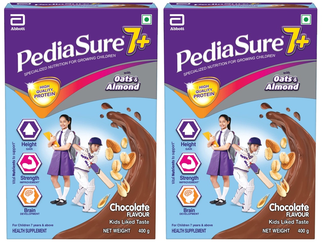 Pediasure 7+ Specialized Nutrition Drink Powder 400g, Premium Chocolate Flavour, Scientifically Designed Nutrition for Growing Children, Supports Height Gain, Muscle Strength &Brain Development
