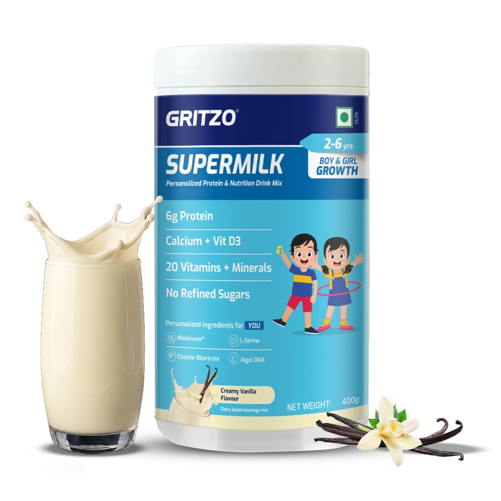 Gritzo SuperMilk Growth (2-6y Kids), Creamy Vanilla, 400g