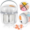 Pill Box, Pill Organizer for Travel Cute Medicine Organizer NO-BPA Moisture Proof Medicine Container for Vitamins, Fish Oils, Supplements (White)