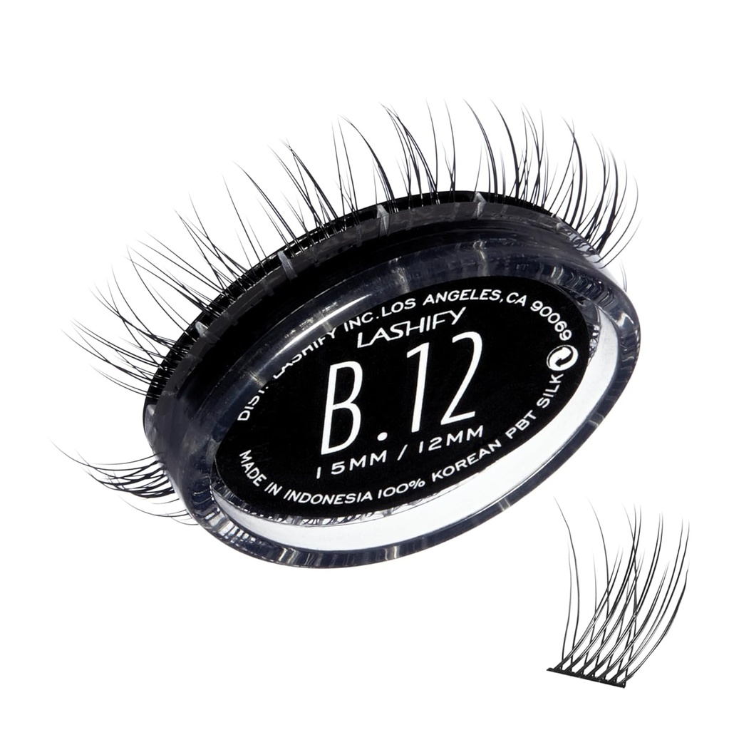 [BRSRMAIQCAIGMHT2] Lashify Bold 12mm Gossamer DIY Eyelash Extensions Refill, Black, Easy False Eyelashes for a Natural Look