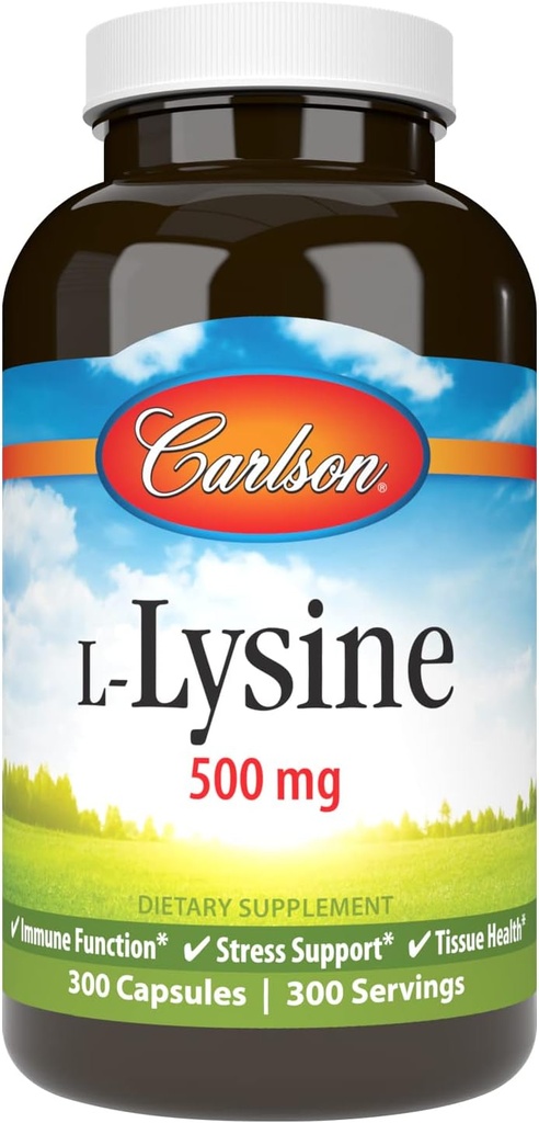 Carlson - L-Lysine, 500 mg, Supports Healthy Tissue & Muscle Development, 300 capsules
