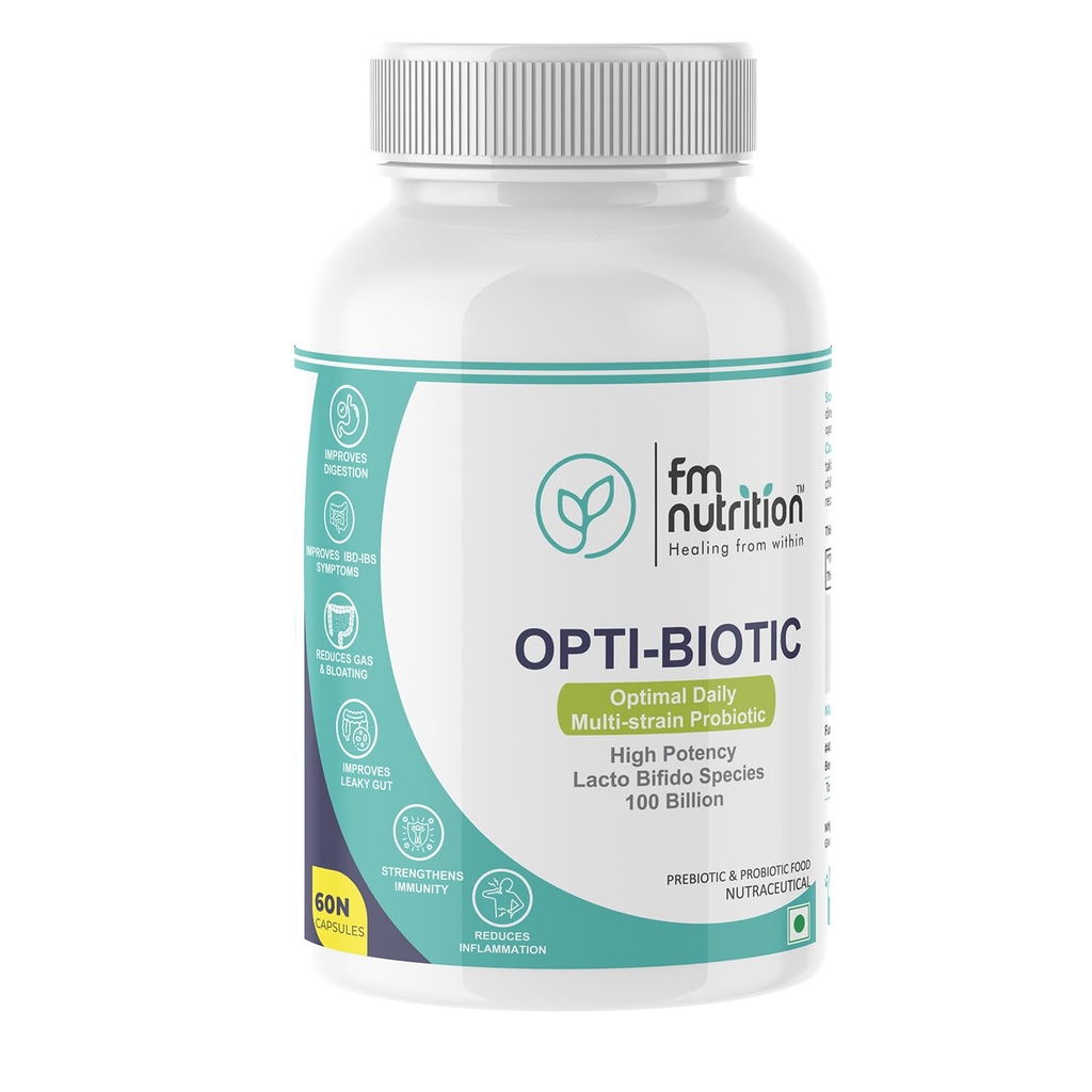 Opti-Biotic, Multi-Strain Probiotics, 15 Billion CFU | 60 Veg Capsules | Digestive & Immune Support