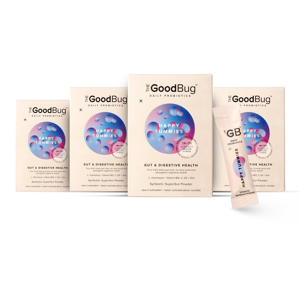The Good Bug Happy Tummies Supergut Powder | Immunity Booster Pre & Probiotic Supplement For Kids | 3 Billion Cfu Of Clinically Proven Strains | 60 Days Pack