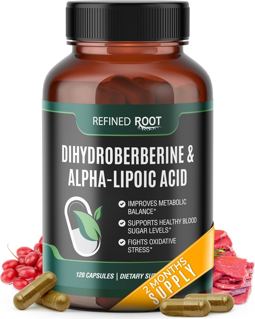 Refined Root Dihydroberberine 300mg with Alpha Lipoic Acid 600mg Supplement - Extra Strength Berberine Supplement with Alpha-Lipoic Acid (ALA) - Advanced Dihydroberberine for Optimal Health