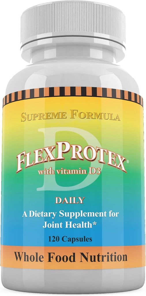 Flexprotex D 884mg Joint Muscle Support 120 Capsules Natural Herbal Turmeric Chondroitin Glucosamine Yucca Boswellia Hyaluronic Acid Ashwagandha D3 Magnesium (1 Month Supply)