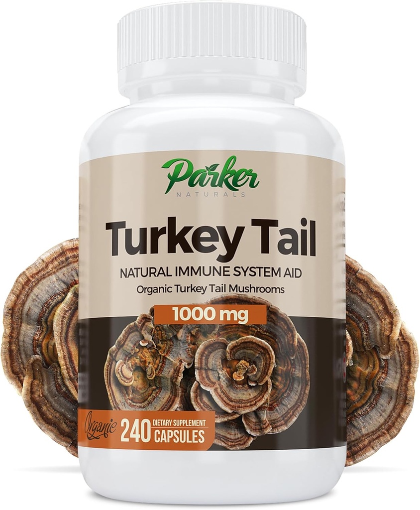 Turkey Tail Mushroom Capsules - Organic Mushroom Supplement for Immune System Health Support - 1000 mg Premium Mushroom Supplements - 240 Capsules