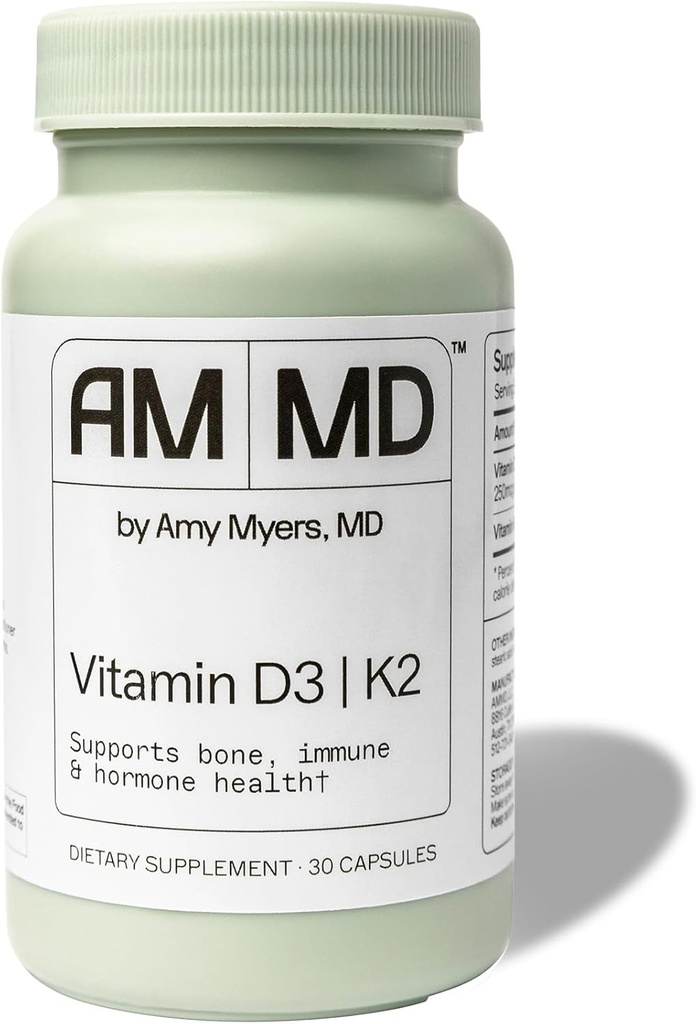 [BRSRA23RDEPW2A36] Amy Myers MD Vitamin D3/K2 10,000 IU Capsules - Daily Vitamin Supplement for Bone, Immune & Hormone Health Support - Healthy Mindset & Relaxation Aid - 30 Capsules