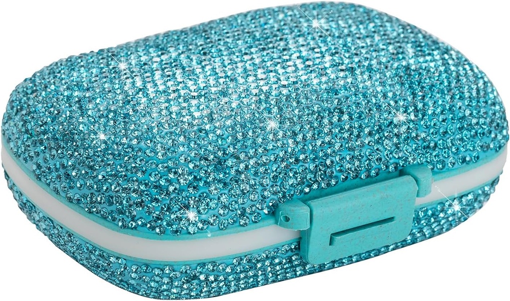 Travel Pill Container Medicine Organizer Daily Purse Pill Case Cute Pill Vitamin Box Small Pocket Pill Holder Mini Pill Organizer for Supplement(Blue)