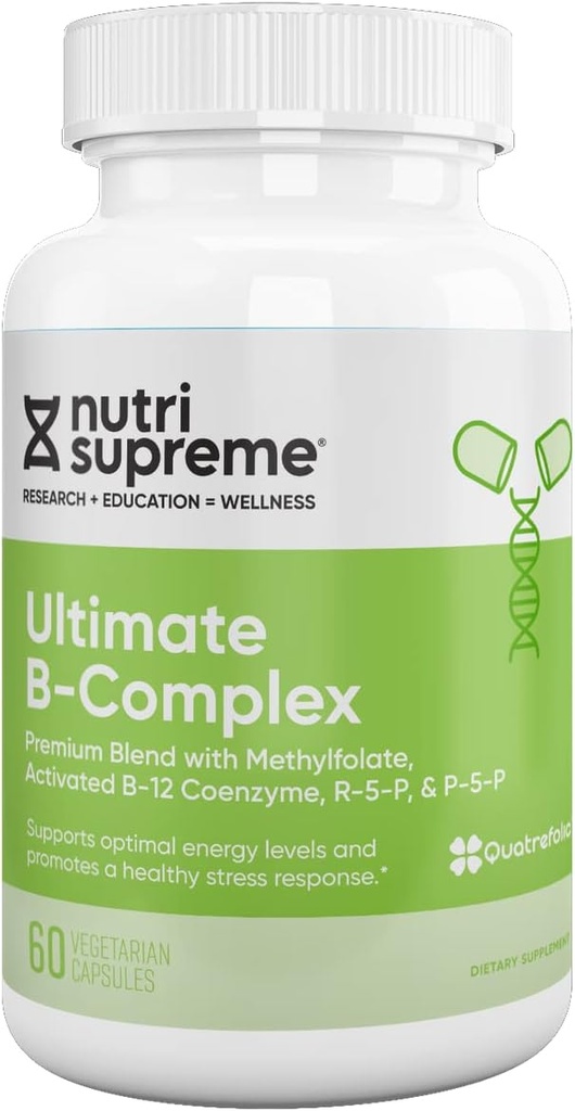 Nutri Supreme Ultimate B Complex, Highly Absrobable Essential B Vitamins with Methylfolate to Support Nervous System Function, 60 Capsules