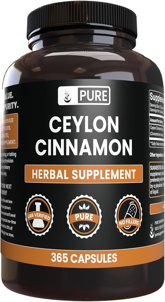 Pure Original Ingredients Ceylon Cinnamon (365 Capsules) No Magnesium Or Rice Fillers