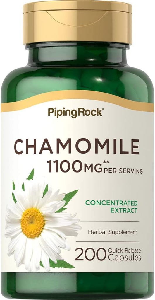Piping Rock Chamomile Extract Capsules 1100mg | 200 Pills | Herb Supplement | Gluten Free, Non-GMO