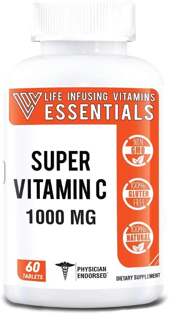 LIV Super Vitamin C 1000 mg Non-GMO, Immunity Boost Gluten Free Supplement Made in USA (1)