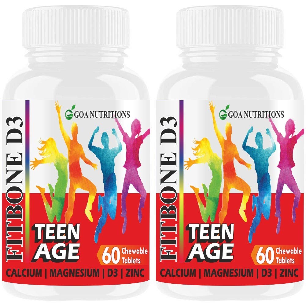 calcium and vitamin-d3 tablets for kids - magnesium & zinc supplements multivitamin for kid strong bones, immunity, height-120 chewable bone vitamins tablets 10-16 years