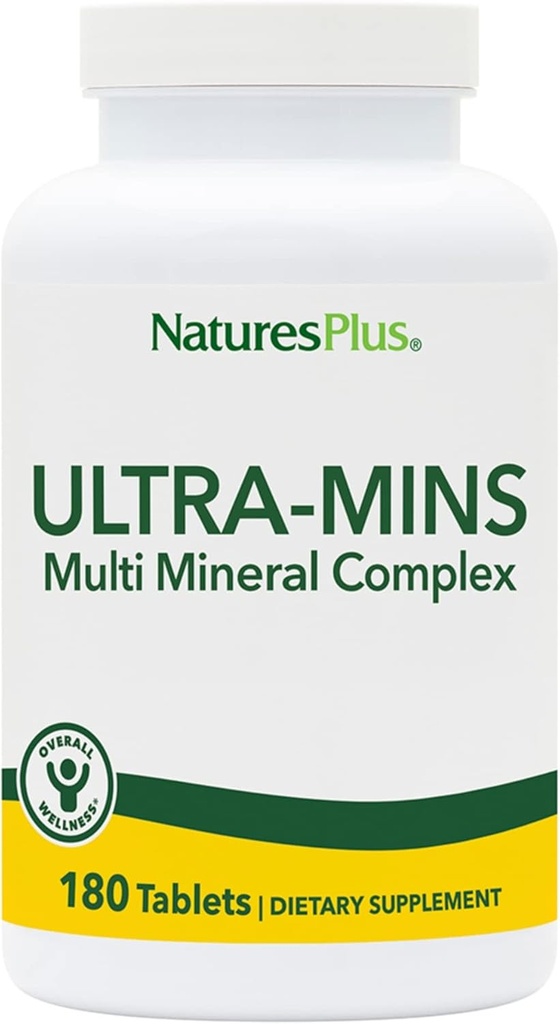NaturesPlus Ultra-Mins - 180 Tablets - Multi Mineral Complex with Calcium, Iron, Magnesium & Zinc - Vegan, Gluten Free - 90 Servings