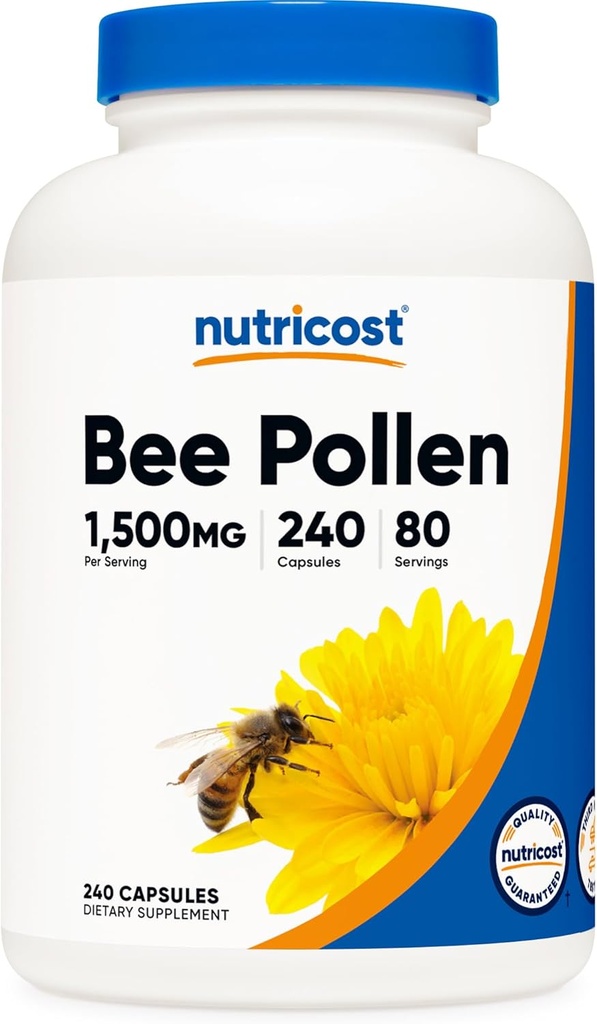 Nutricost Bee Pollen (240 Capsules, 80 Servings) (1,500MG Per Serving) - Non-GMO, GMP Compliant