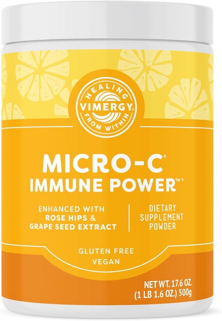 [BRSROGD4BUOWG23B] Vimergy Micro-C Immune Power TM * - 500g – 278 Servings – 1000mg/serving – Gentle Form – Antioxidant Phytonutrients – Immune & Nerve Support – Benefits Bone & Cartilage – Gluten-Free – Kosher – Vegan