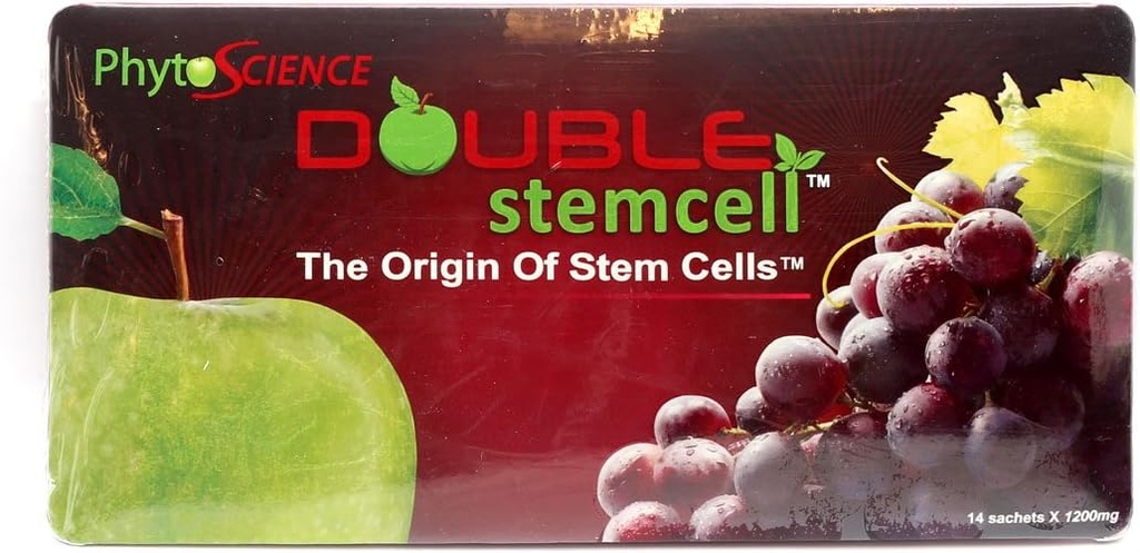 Phytoscience Double Stem Cell Anti Aging Supplement Acai Berry Extract Blueberry Reduce Wrinkles Pores Pimples Fine Lines Skin Texture (14 Sachets)