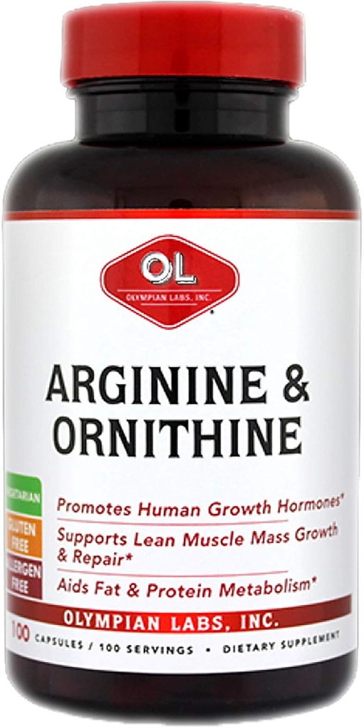[BRSWIYQ4DEPQO3I7] Olympian Labs Arginine and Ornithine - 100 Vegetarian Capsules