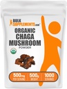 BulkSupplements.com Organic Chaga Mushrooms Powder - Chaga Mushroom Supplement, Superfood Supplement - Vegan & Gluten Free, 500mg per Serving, 500g (1.1 lbs) (Pack of 1)