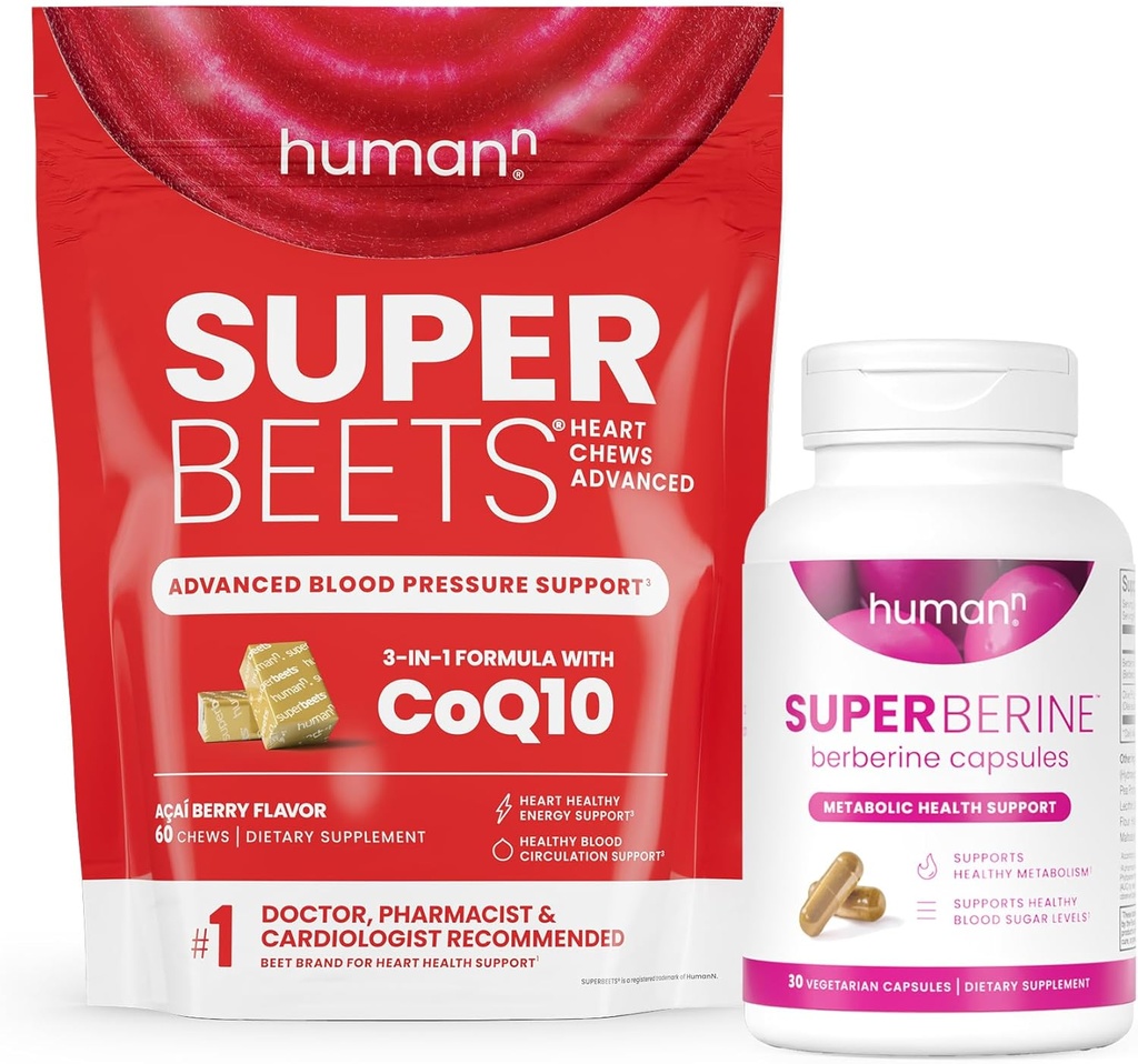 HumanN SuperBeets Heart Chews & SuperBerine Capsules